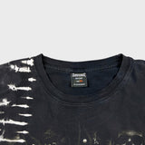 Vintage Y2K Skull T Shirt Mens XL Black Tie Dye Studded Horror AOP Faded Tee