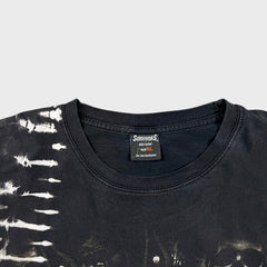 Vintage Y2K Skull T Shirt Mens XL Black Tie Dye Studded Horror AOP Faded Tee