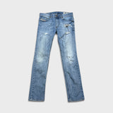 Diesel Jeans Mens 32x31 Blue Thavar Slim Skinny Light Wash Distressed Denim Pants