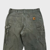 Carhartt B11 MOS Pant Mens 32x30 Green Loose Fit Washed Duck Workwear Dungaree