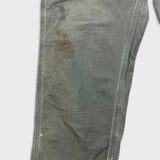 Carhartt B159 Pants Mens 34x32 Green Loose Fit Canvas Carpenter Workwear Dungaree