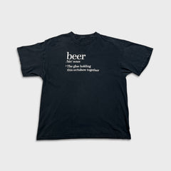 Vintage Y2K Beer Definition T Shirt Mens Large Black Funny Graphic Short Sleeve Tee