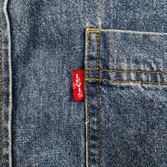 Vintage 90s Levi's Denim Shirt Mens Large Blue Red Tab Light Wash Button Up