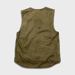 Vintage 90s Carhartt Vest Jacket Mens Small Beige Distressed Workwear USA Canvas