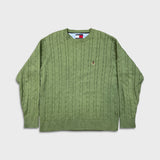 Vintage 90s Tommy Hilfiger Sweatshirt Mens Medium Green Lion Crest Knit Crewneck