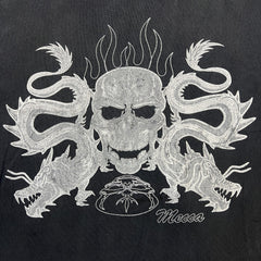 Vintage Y2K Mecca Skull Dragon T Shirt Mens Large Black Faded Grunge Punk Tee