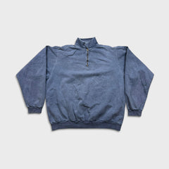 Vintage 90s Non Fiction Blank Sweatshirt Mens XL Blue 1/4 Zip Faded Pullover