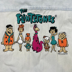 Vintage 1994 Flintstones Denim Shirt Mens XL Blue Light Wash Cartoon Button Up