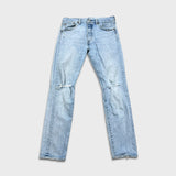 Levi’s 501 ST Jeans Mens 30x30 Blue Straight Taper Light Wash Distressed Denim Pants