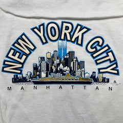Vintage Y2K New York City Manhattan T Shirt Mens Medium White Graphic Tee