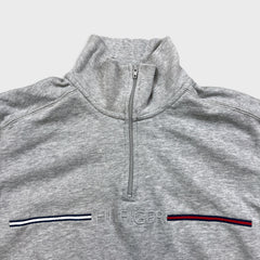 Tommy Hilfiger Sweatshirt Mens XS Gray 1/4 Zip Tommy Flag Pullover