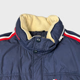 Vintage 90s Tommy Hilfiger Jacket Mens XL Blue Tommy Flag Full Zip Puffer Down Bomber