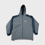 Vintage 90s Adidas Jacket Mens Medium Blue Stripe Reversible Fleece Full Zip Coat