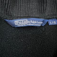Vintage 90s Polo Ralph Lauren Fleece Mens Medium Black Pony 1/4 Zip Pullover Jacket