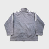 Vintage 90s Adidas Fleece Mens Large Gray Full Zip 3 Stripes Essentials Spell Out Jacket