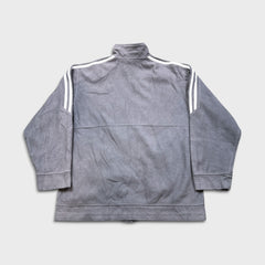 Vintage 90s Adidas Fleece Mens Large Gray Full Zip 3 Stripes Essentials Spell Out Jacket