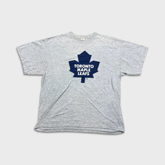 Vintage Y2K Toronto Maple Leafs T Shirt Mens XL Gray Classic Logo NHL Hockey Tee