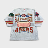 Vintage 1992 San Francisco 49ers T Shirt Mens XL Gray AOP Superbowl NFL Football Long Sleeve Tee