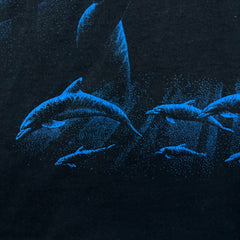 Vintage 90s Dolphin Florida T Shirt Mens Large Black USA Graphic Animal Tee
