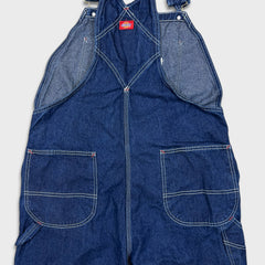 Dickies Overalls Mens 42x28 Blue Bib Medium Wash Hammer Loop Workwear Denim
