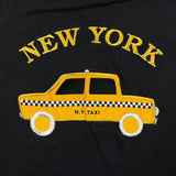 Vintage 90s New York Taxi T Shirt Mens Medium Black USA Embroidered Short Sleeve Tee