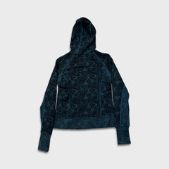Lululemon Scuba Hoodie Stretch Womens Size 8 Blue AOP Floral Print Full Zip Yoga