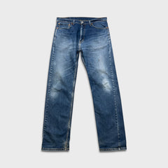 Levi's 505 Jeans Men 36x34 Blue Regular Fit Straight Leg Medium Wash Faded Denim Pants