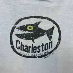 Vintage 90s Big Hed Designs Charleston Fish T Shirt Mens Medium Blue Single Stitch Tee