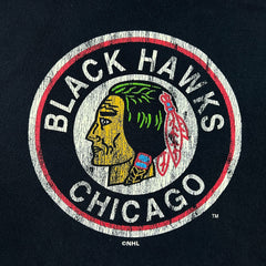 Vintage Y2K Chicago Black Hawks T Shirt Mens XL Black NHL Hockey Team Sports Tee