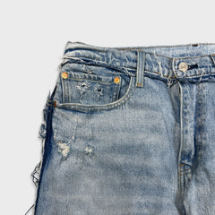 Levi's 512 Jeans Men 34x28 Blue Slim Frayed Leg Light Wash Distressed Denim Pants