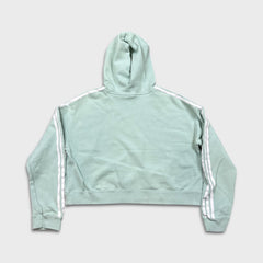 Adidas Original Hoodie Womens Medium Green Center Trefoil Crop Hooded Sweater