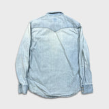 Levi's Standard Denim Shirt Mens Medium Blue Light Wash Casual Western Pearl Snap