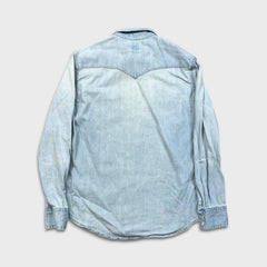 Levi's Standard Denim Shirt Mens Medium Blue Light Wash Casual Western Pearl Snap