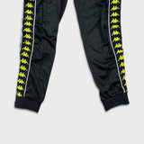 Kappa Track Pants Mens Medium Black Side Tape Athletic Taper Leg Gym Jogger