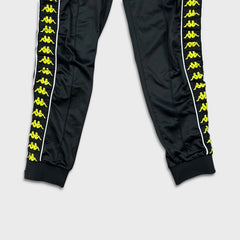Kappa Track Pants Mens Medium Black Side Tape Athletic Taper Leg Gym Jogger