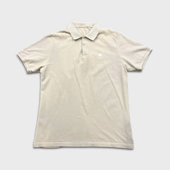 Burberry Polo Shirt Mens Large Beige Nova Check Tartan Preppy Short Sleeve