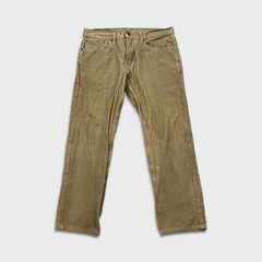 Levi's 502 Pants Mens 32x26 Beige Corduroy Tapered Stretch Regular Fit Mid Rise
