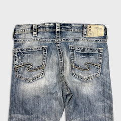 Silver Jeans Co. Grayson Mens 36x29 Blue Relaxed Fit Straight Leg Light Wash Denim Pants