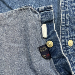 Chaps Ralph Lauren Denim Shirt Mens Large Blue Medium Wash Western Button Up