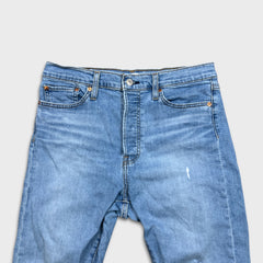 Levi's Wedgie Skinny Jeans Womens 32x26 Blue Light Wash Thrashed High Rise Denim Pants
