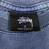 Stussy T Shirt Mens Small Blue Faded Washed Classic Logo Spell Out Graphic Tee