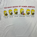 Vintage 90s Many Moods Of Homer Simpson T Shirt Mens White Large Distressed Cartoon Tee