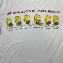 Vintage 90s Many Moods Of Homer Simpson T Shirt Mens White Large Distressed Cartoon Tee