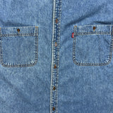 Vintage 90s Levi's Denim Shirt Mens XL Blue Faded Light Wash Button Up