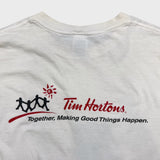 Vintage Y2K Tim Hortons T Shirt Mens Large White Family Bicycle Ride For Charity Tee