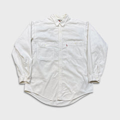 Vintage 90s Levi's Denim Shirt Mens Large White Faded Light Wash Button Up