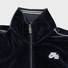 Vintage Y2K Nike Air Sweatshirt Mens Large Black Sportswear Swoosh Full Zip Velour Track Top
