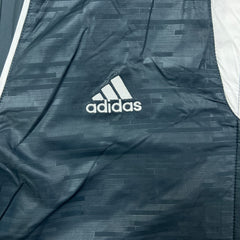 Adidas Light Jacket Mens Medium Blue Essentials 3 Stripe Full Zip Climalite Windbreaker Bomber