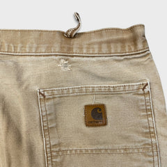 Carhartt B11 Pants Mens 44x30 Beige Loose Straight Duck Dungaree Fit Distressed
