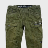 G-Star Raw 3301 Pants Mens 34x33 Green Regular Taper Leg Cuff Cargo Trouser